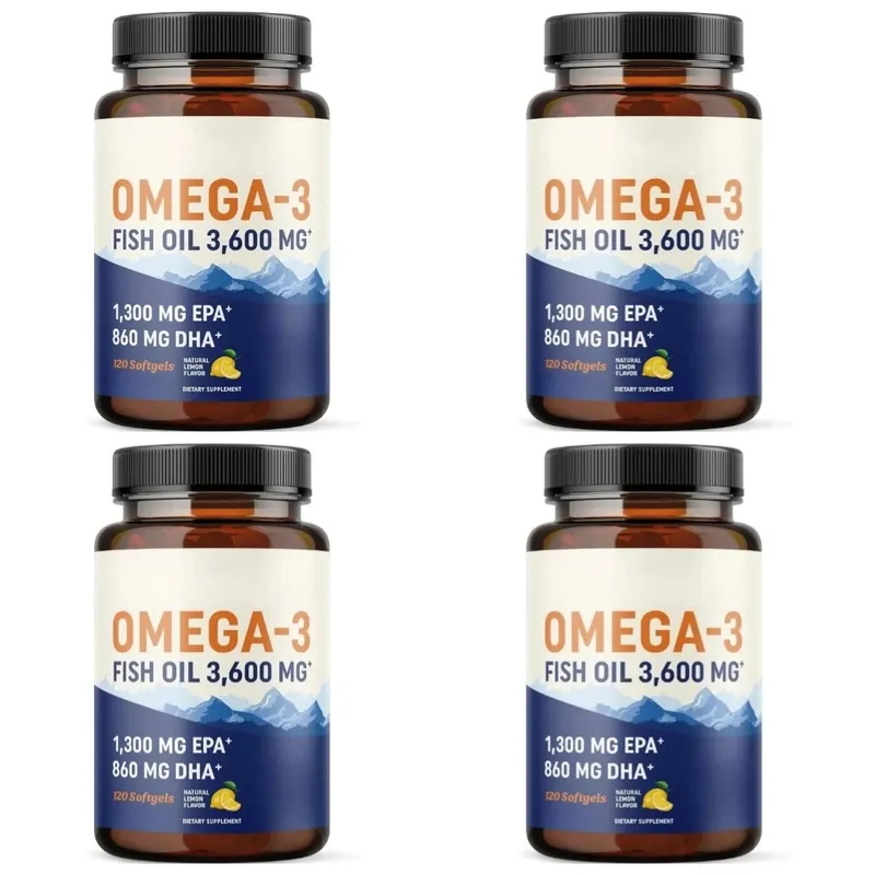 Omega-3 Fish Oil 3600mg EPA DHA 120 Softgels Non-GMO Dietary Supplement Supports Heart Brain Eye Joint Health Immune System