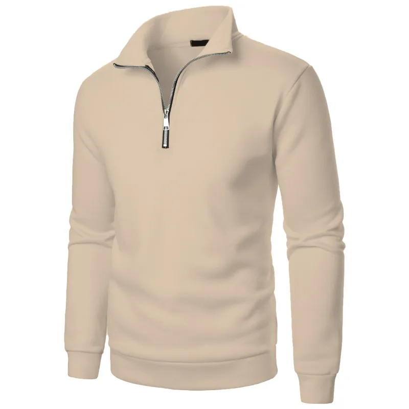 Men's Zip Turn Down Collar Sweatshirts Spring Male Solid Color Loose Pullover Coats BSD-ZW160
