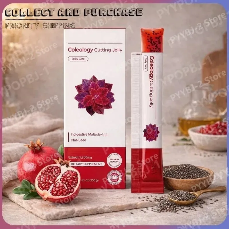 Coleology Cutting Stick Jelly Pomegranate Flavor with Plant Based Formula and Chia Seeds Help Stay Healthy 10packs Supplement