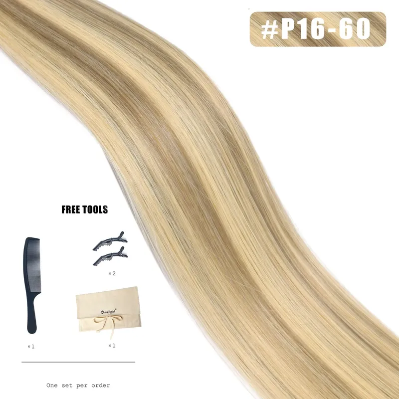 Butterfly Weft Hair Extensions Human Hair Invisible Flat PU with Hole Twin Tabs Hair Weft 12-24inch Micro link 100g