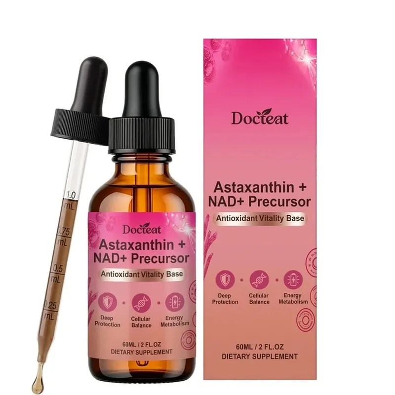 Docteat Astaxanthin+ NAD+ Precursor Liquid Supports Cellular Nutrition and Energy Metabolism Antioxidant Vitality Base 60 Ml