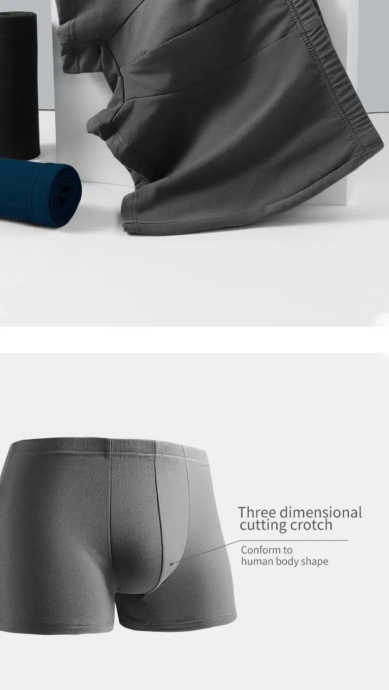 Lot de 3 Boxers de sport respirants en coton pur pour hommes, sous-vêtements d'été de grande taille, slips en coton fin pour garçons — image 8
