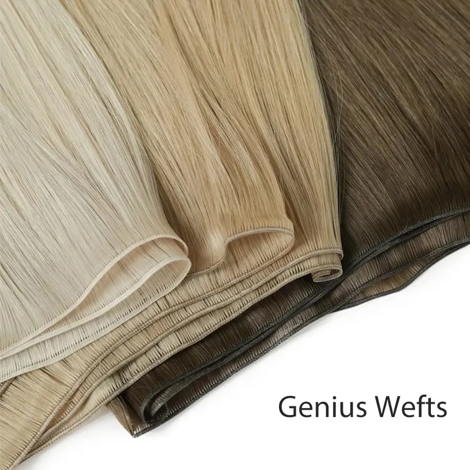 Hot Sale Genius Weft Human Hair Extensions 50g/pc Double Drawn Balayage Blonde Full End Invisible Straight Virgin Remy Hair 15A