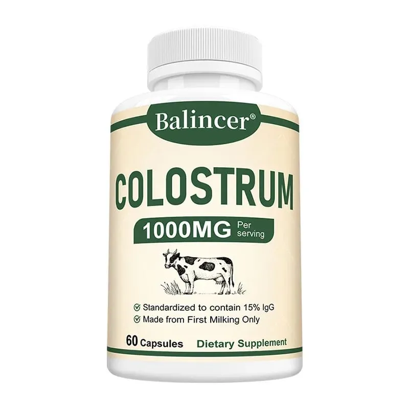 Colostrum 1000mg Capsules Support Gut Digestive Health Immune Defense Muscle Recovery Focus Skin Hair & Nails Wellness