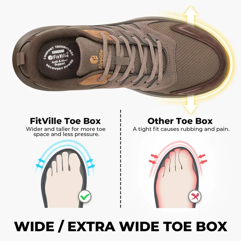 Fittington Men's Wide Hiking Shoes For Men Outdoor Walking Trekking Trails Shoes Non-slip Sports Sneakers With Arch Support
