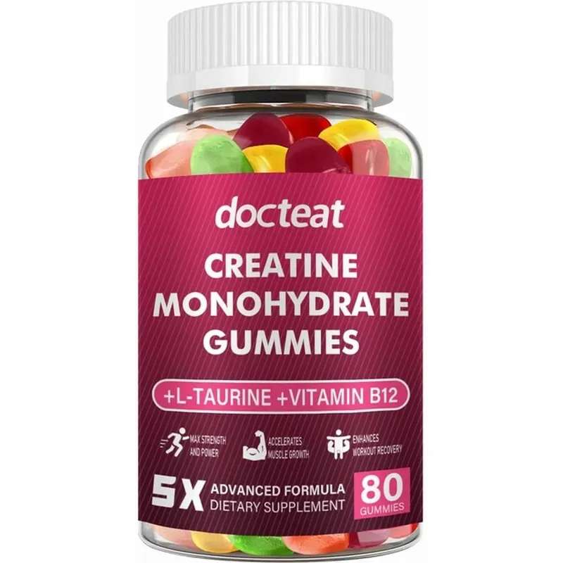 Creatine Monohydrate Gummies with L-Taurine and Vitamin B12 for Supports Training Performance and Daily Energy 80 Gummies