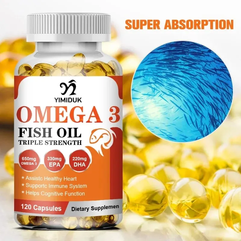 Buy 1 Get 1 Free! Ultra Strength Omega 3 Fish Oil Supplement for Immunity Mood Bones & Cardiovascular Function GMP Certified