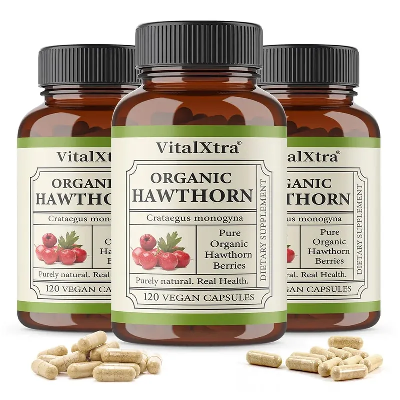 Organic Hawthorn Berry Capsules - Heart Health - Extra Strength 980mg Per Serving Vegan Non-GMO
