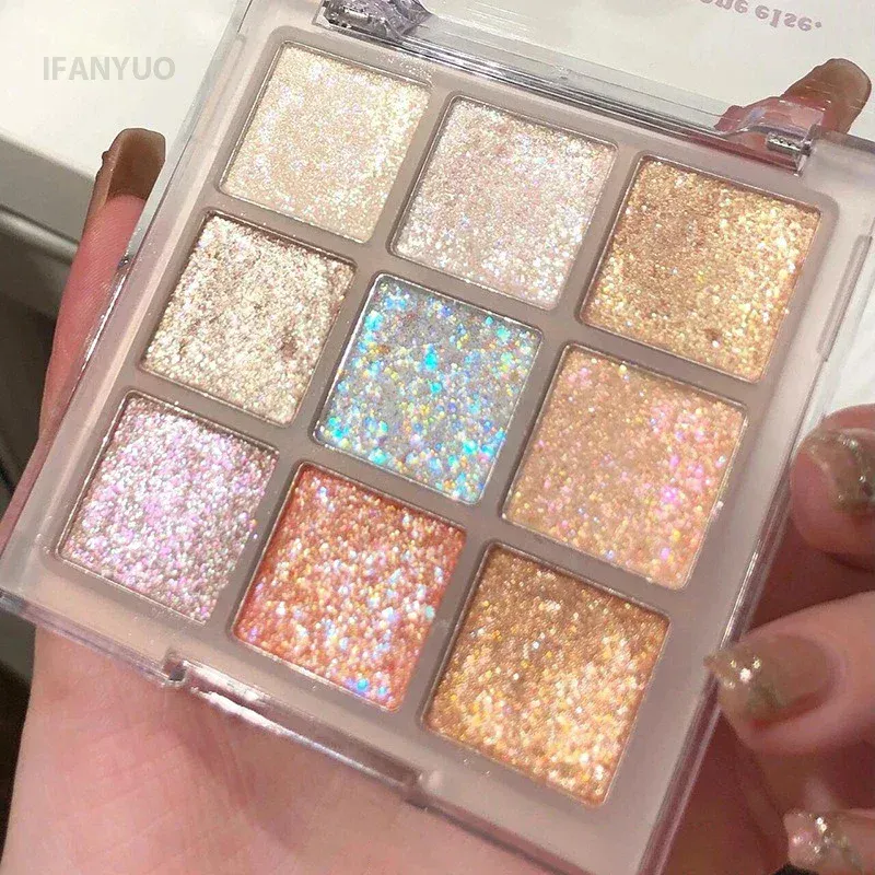 9Colors Glitter Eyeshadow Palette Pearlescent Earth Color Eye Shadow Shimmer Highlight Sparkling Sequin Gold Silvery Eyes Makeup — image 4