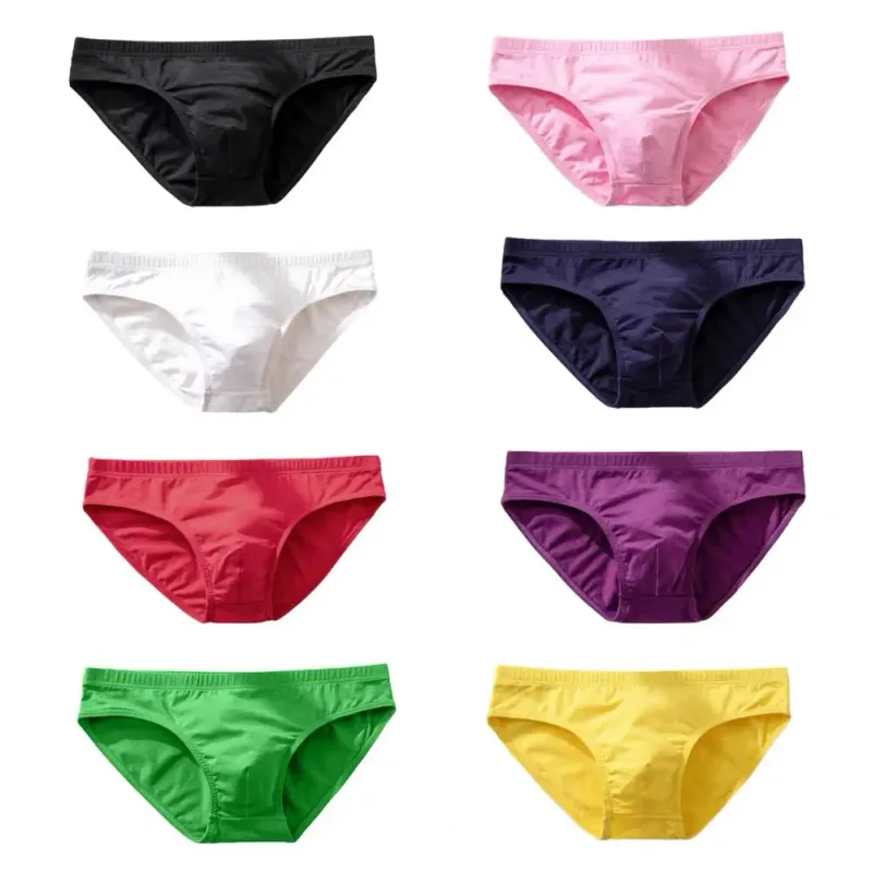 Cotton Briefs Adult Man Briefs Stretchy Breathable Solid Color Male Underwear Low Waist Cotton Underpants Plus Size Men Cotto
