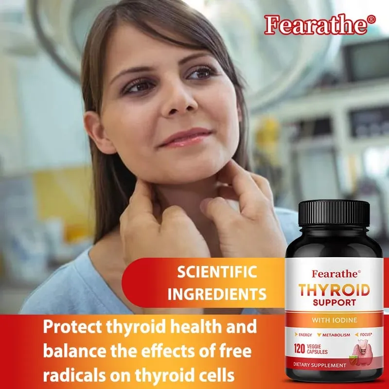 Thyroid Support Capsules Iodine Magnesium Vitamin B12 Complex Relieve Fatigue Mood Energy Metabolism & Mental Focus Supplement