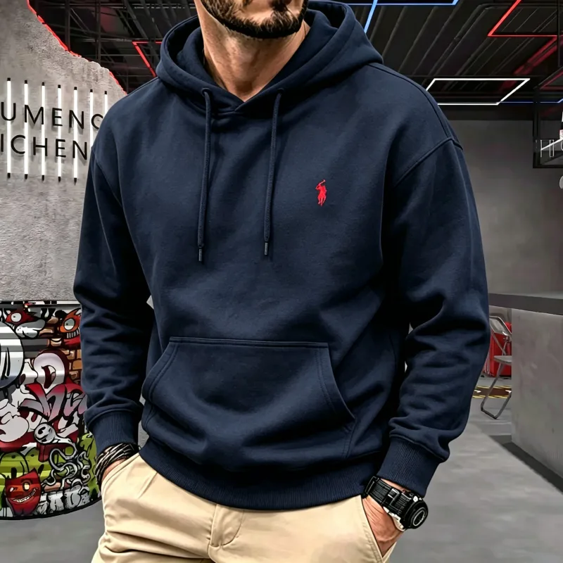 Atasan Golf Bordir Kuda Modis Mewah Musim Gugur-musim Dingin 2026 Lengan Panjang Bertudung Pria Kelas Atas Pakaian Pria Hoodie Kasual — image 4