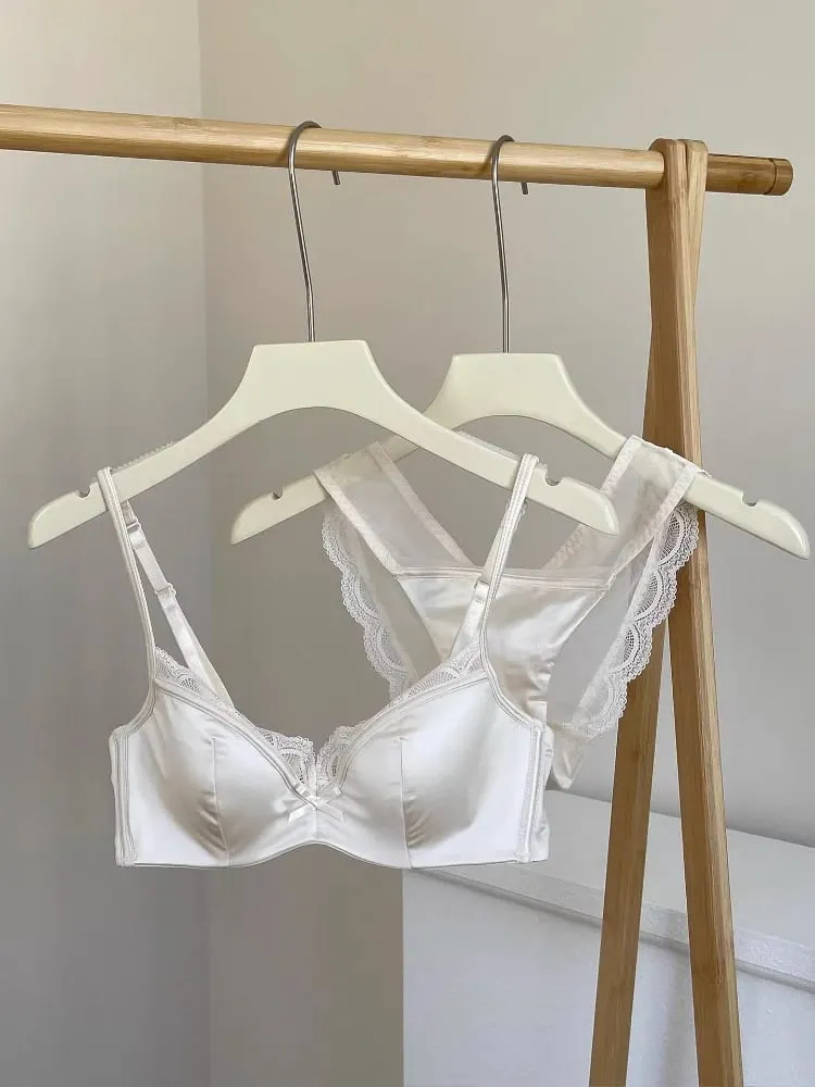 Mùa Hè Liền Mạch Ren Bộ Áo Ngực Cho Vòng Ngực Nhỏ Dây Mềm Chống Chảy Xệ Giảm Béo Áo Bralette & Quần Nhẹ Quần Lót bộ