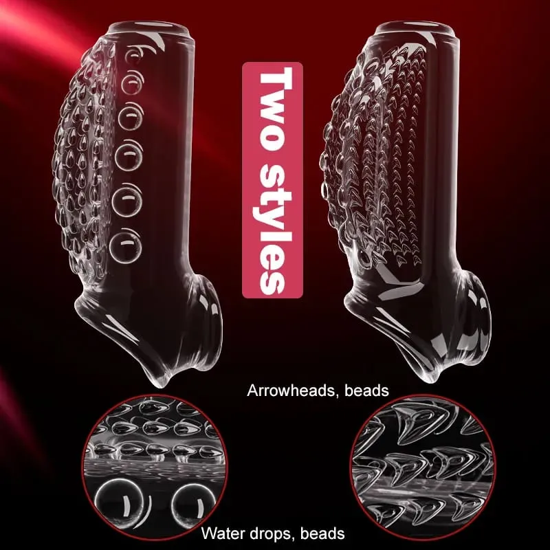 Thicken Penis Enlargement Sleeve Reusable Cock Ring Delay Ejaculation Penis Extender Condom Lock Ring Sex Toys Men Erotic Goods