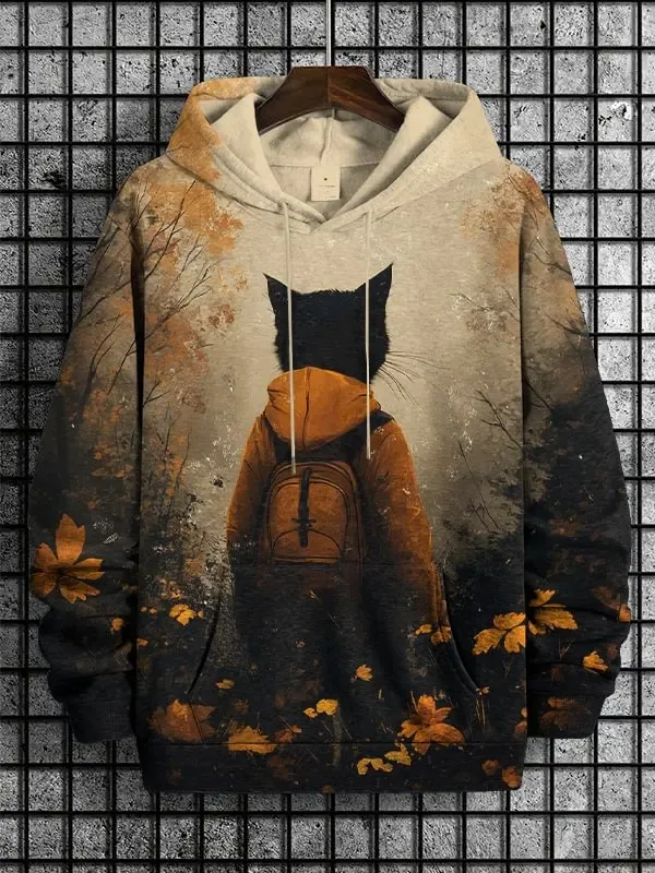 2026 Men's Hoodies Funny Hip Hop Black Cat DJ Art UFO 3D Printed Sweatshirt Men Women Tracksuit Oversized Casual Street Y2k Coat