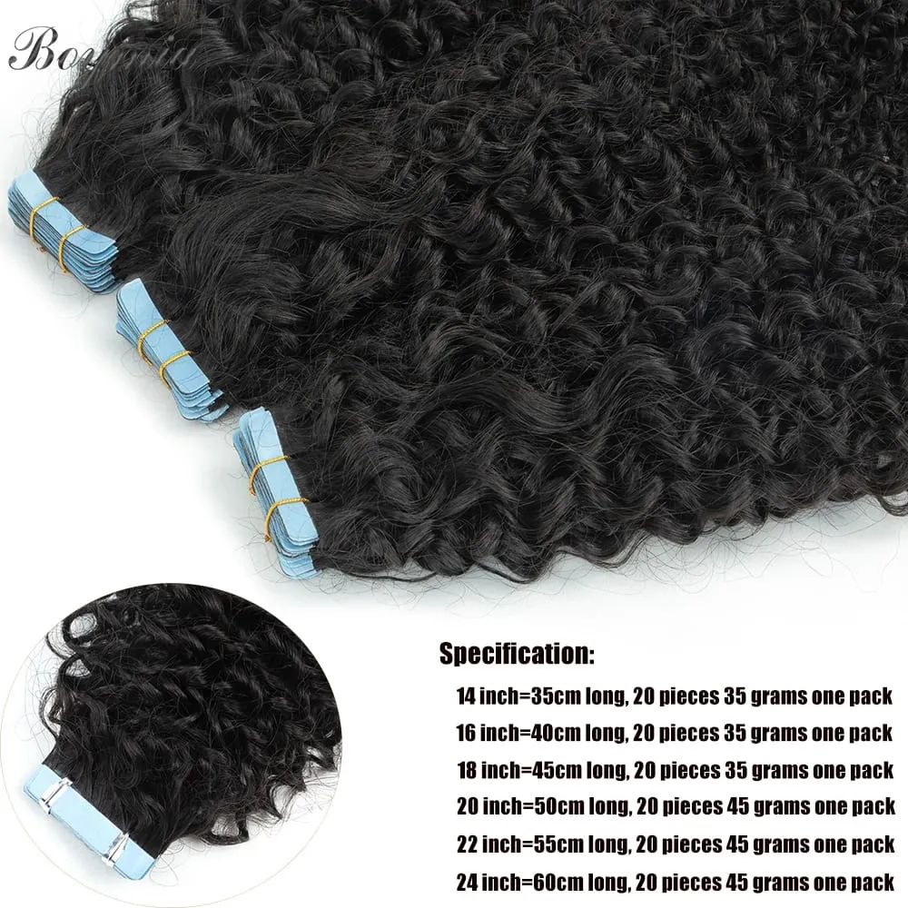 Afro Kinky Curly Tape In Human Hair Extensions For Black Braizlian Remy Kinky Curly Human Hair Skin Weft Adhesive Invisible Hair