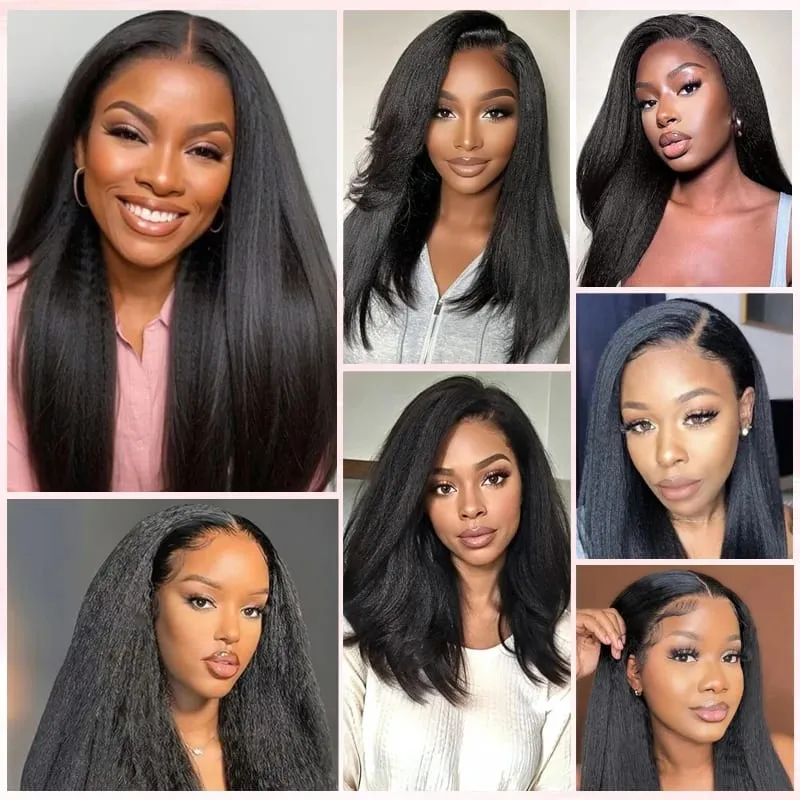 7Pcs Clip in Hair Extensions Wig Synthetic Black Yaki Straight Hair Extensions with BB Clip Fluffy Hairpiece for Women Daily Use — image 7