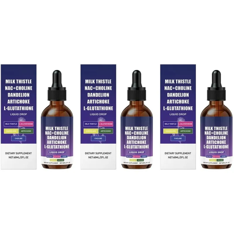 Milk Thistle Liquid Drops Choline Dandelion Artichoke L-Glutathione Herbal Wellness Supplement For Adult Use 60ml 2fl oz