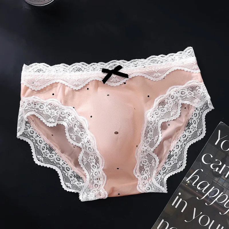 Men Sexy Lace Briefs Sweet Women Style Panties for Men Mid Waist Sheer Ice Silk Seamless Underwear Stretch U Convex Underpant