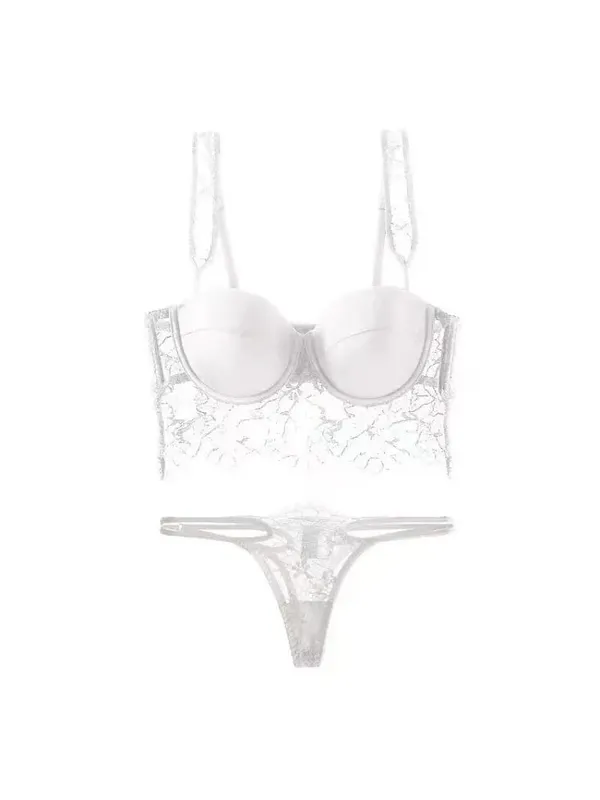 Women's Sexy See Through Lace Backless Lingerie Set Push Up Plunge Bra Wireless Soft Steel Ring Lightweight Comfort Summer S-XL