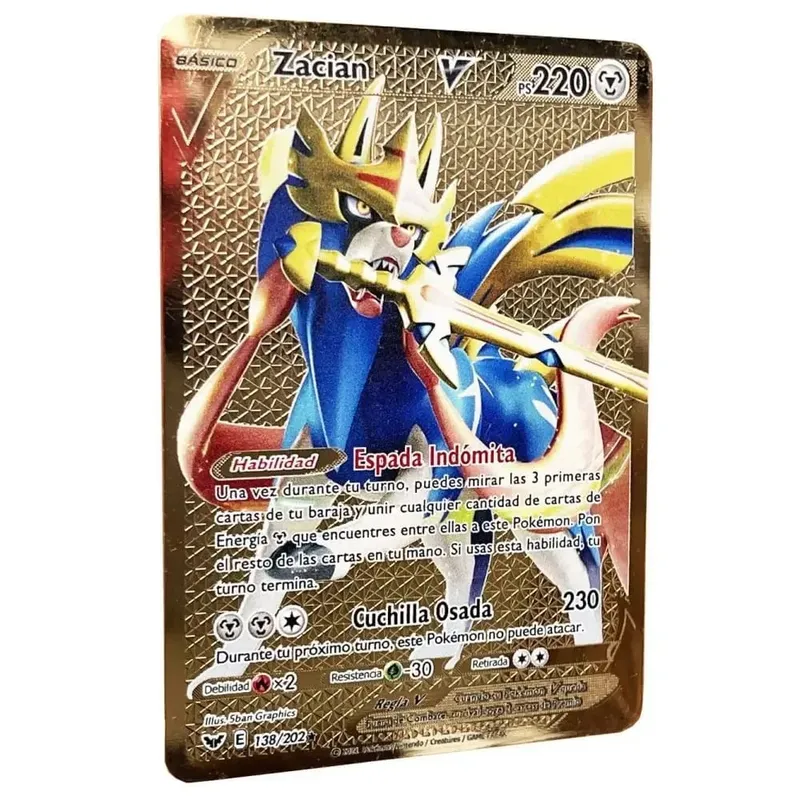Pokemon Metal Cards in Spanish Pikachu Arceus Charizard DIY Trading Flash Card Anime Cartoon Gift