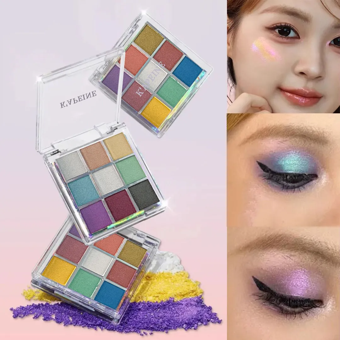 9-Color Glitter Chameleon Eyeshadow Palette Waterproof Long Lasting Pressed Powder Cosmetic Kit Fashion Women Eye MakeUp Pallete