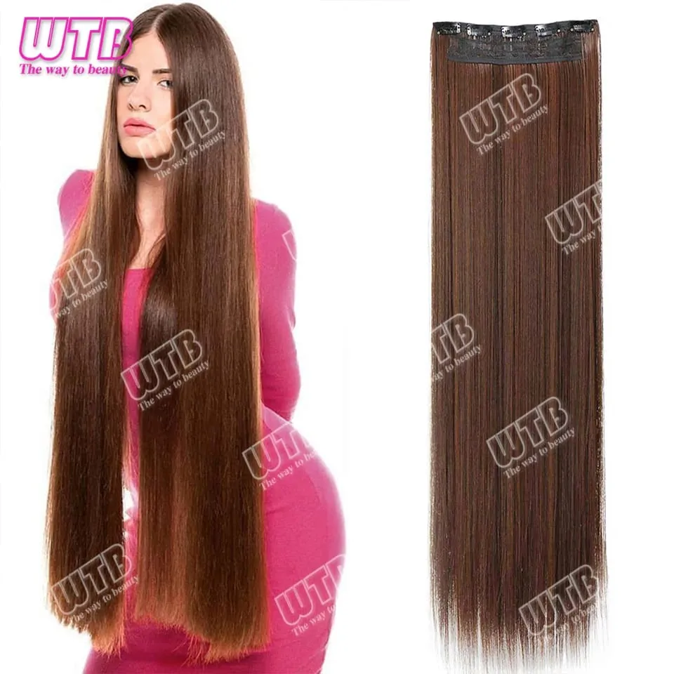 Extra Long Straight Synthetic 5 Clip Hair Extensions Ponytail Extension For Ladies Girls 20~40 Inches Clip In Extensions Hairpie