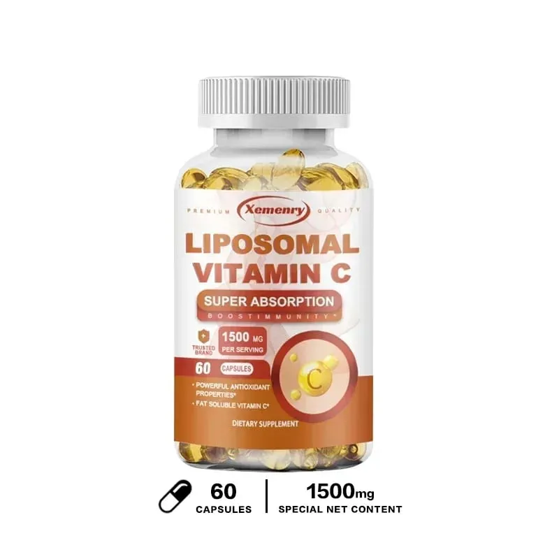 Liposomal Vitamin C Capsules - Powerful Antioxidant Promotes Collagen Production Skin Glow Supports Heart Immune Health