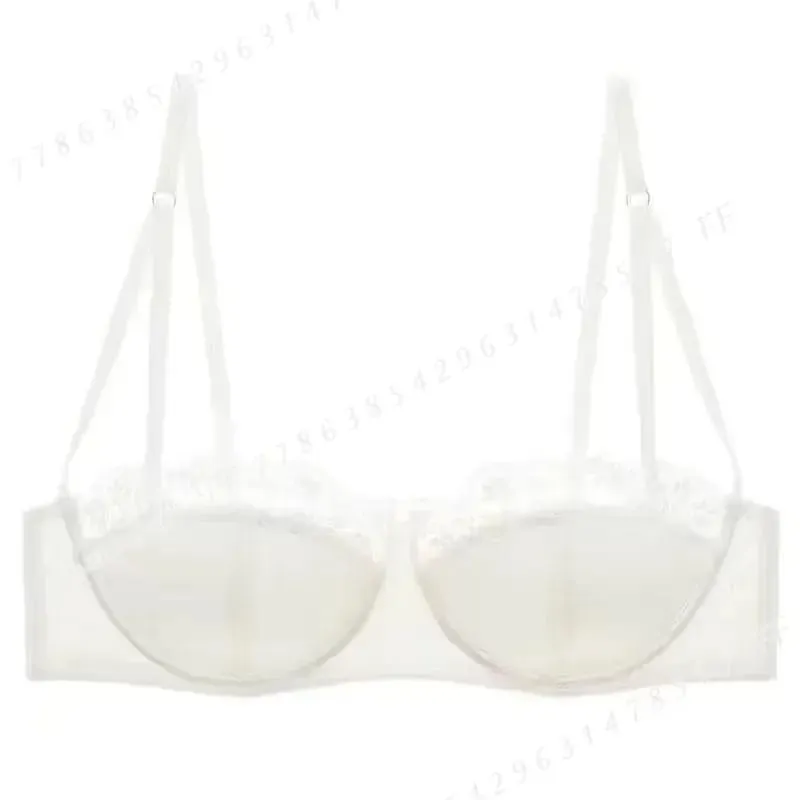 Sexy Satin Half Cup Bra Set with Steel Ring Thin Comfortable Upper Support Green Lace Edge Glossy Lingerie for Women