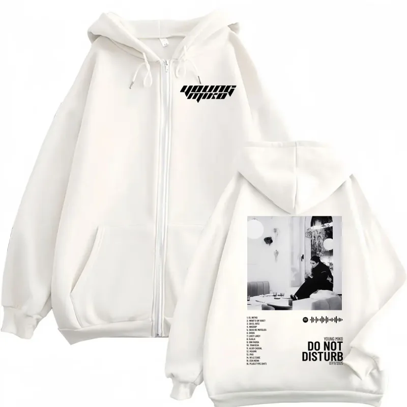 Young Miko Do Not Disturb Album Poster Graphic Zipper Hoodie Hip Hop Vintage Zip Up Pullovers Men Women Casual Loose Sweatshirts