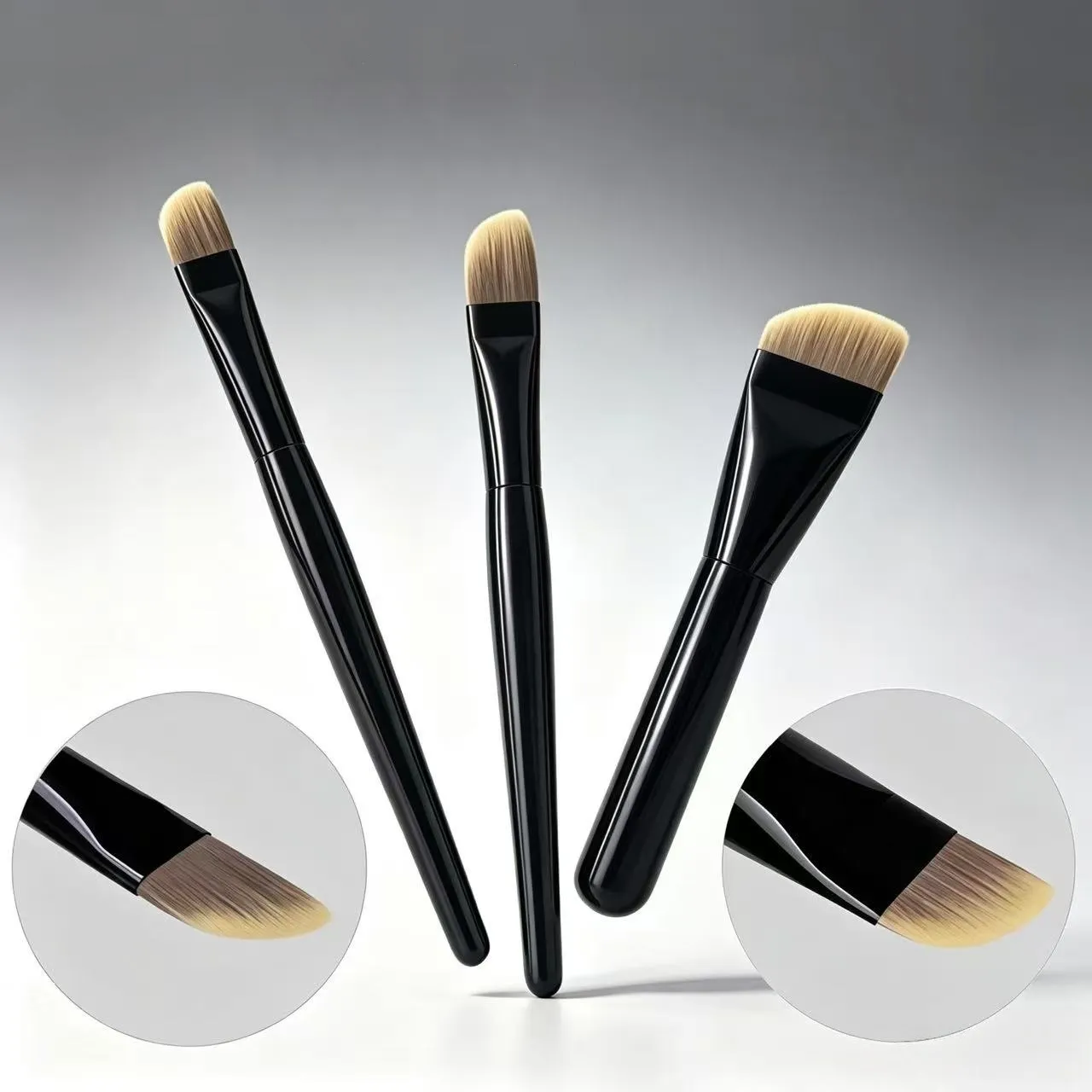 Black Curved Foundation Makeup Brushes Blush Beauty Foundation Facial Mask Care Lotion Make Up Brush Tools — image 1