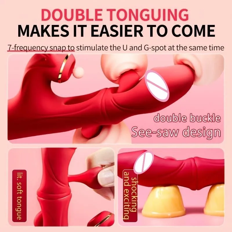 4in1 Thrusting Dildo Vibrator for Women Heating G Spot Clitoris Stimulator Sucking Vaginal Massager Sex Toys Female Masturbator