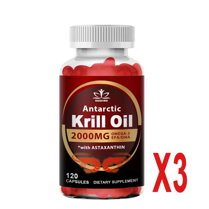 2000 mg d'huile de krill phospholipides oméga-3 EPA et DHA phospholipides et astaxanthine pour le régime de soutien immunitaire et cardiaque des articulations cérébrales