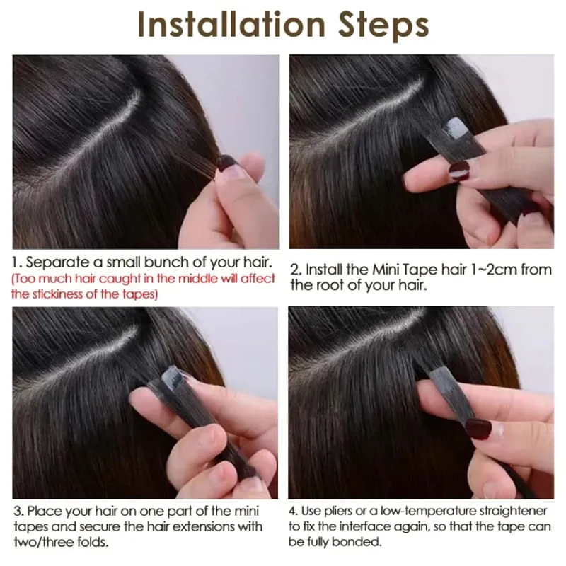Blonde Mini Tape in Hair Extensions Human Hair Natural Tape in Extentions 3x0.8cm Invisible Tape 10pcs/pack For Side Hair