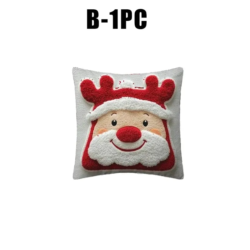 Christmas Character Cushion Cover Snowman Reindeer Digital Print on Stretch Fabric for Festive Home Decor