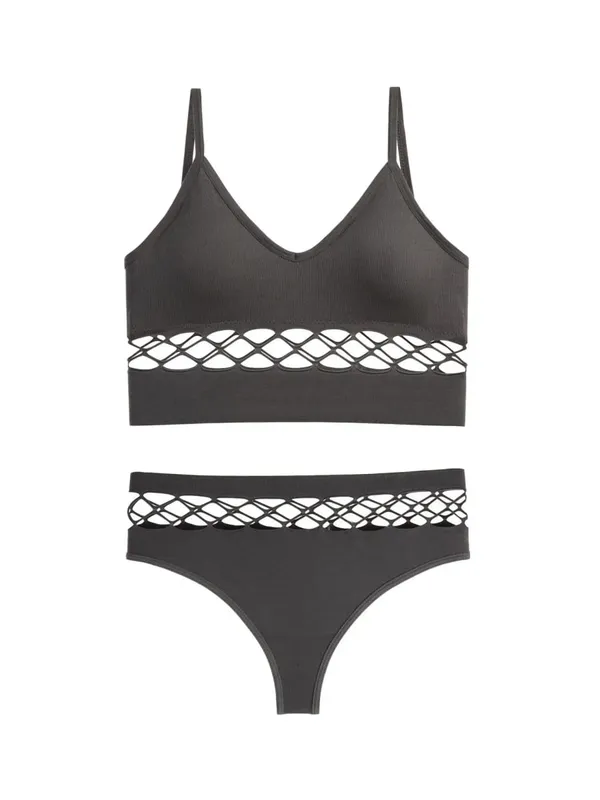 Thin Hollow Out Lingerie Set for Women Wireless Small Bust Push Up Bra Plus Size Breathable Sports Camisole Vest