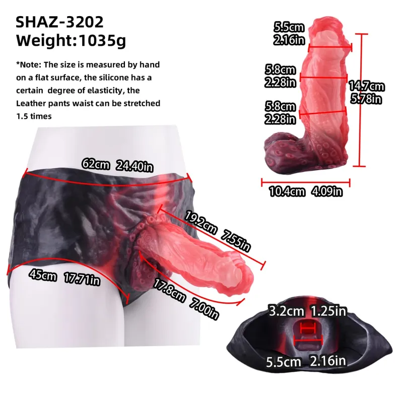 Strap On Long Horse Dildo Sheath Silicone Harness Dildo Panties Wearable Penis Sleeve Adult Sex Toy for Men Reusable Condom — image 14