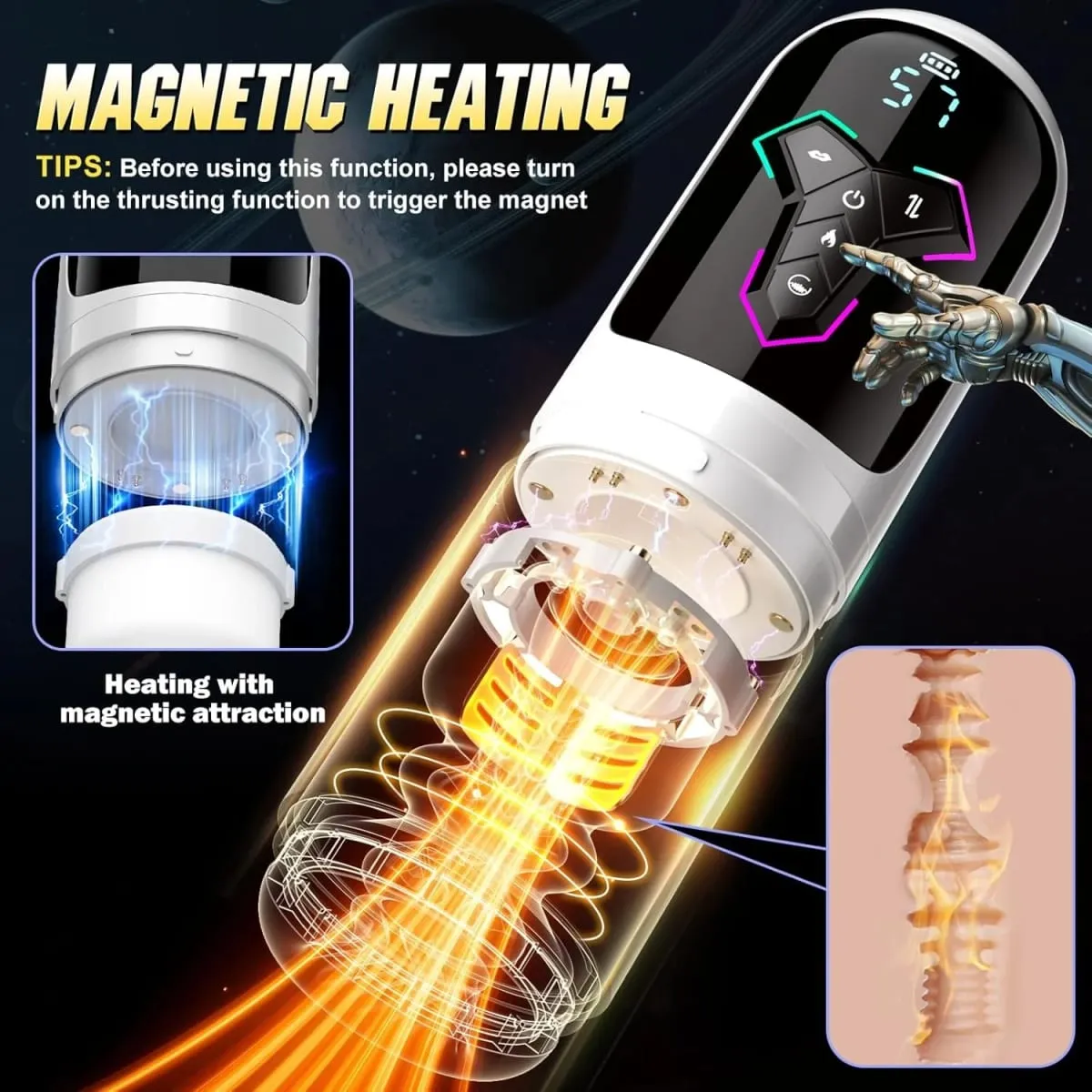 Y-Pao 4in1 Automatic Male Masturbator Vibrador Blowjob Machine 7 Thrusting 10 Vibrating 5 Sucking Heat Adult Sex Toys for Men