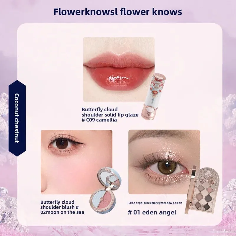 Flowerknows caixa de presente conjunto de maquiagem pequeno anjo caixa completa lábio esmalte blush concha jóias flor saber kit de presente de aniversário