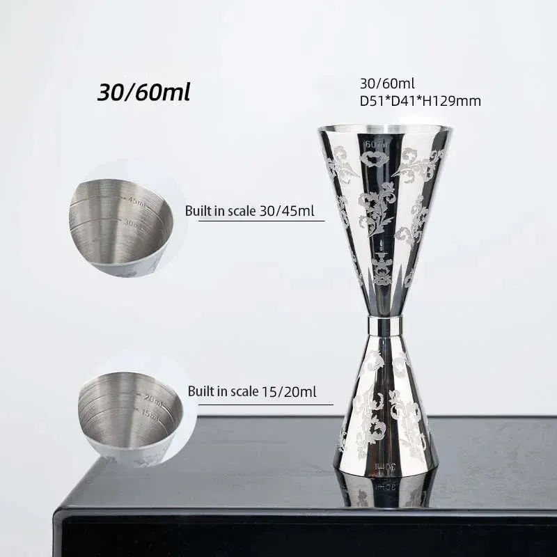 30/45/60/90ml Measuring Cup 304 Stainless Steel Measure Cup Cocktail Shot Drink Spirit Jigger Mixed Beaker Liquid Measuring Cups — image 7