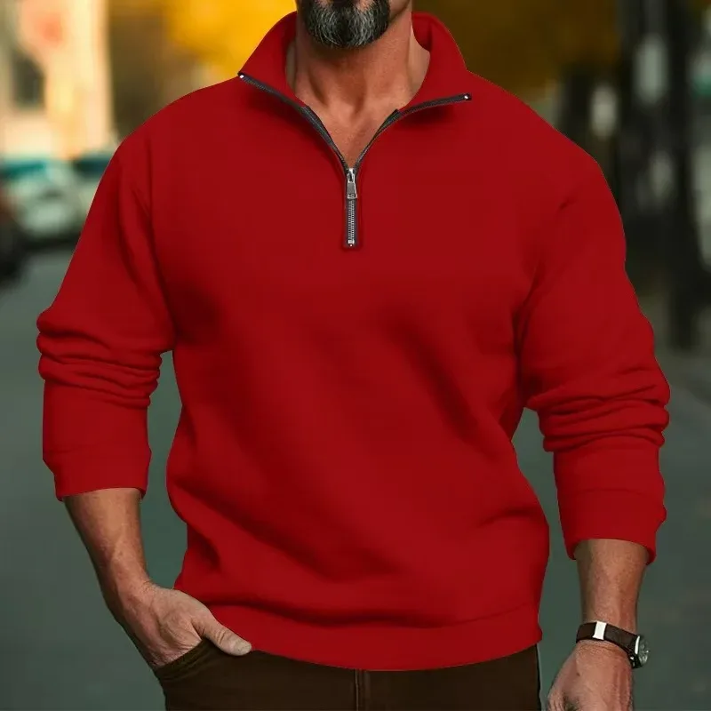 2026 Outdoor Men Zipper Sweatshirts Spring Quarter Zip Pullover Half Zipper Hoodie Men Gym Man Autumn Solid Men Sweatshirt Coat — image 18