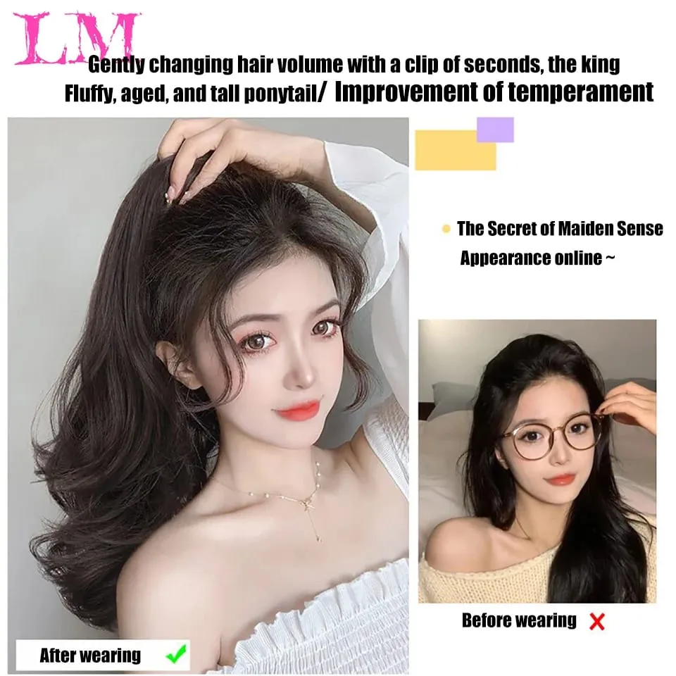 LM Synthetic Ponytail Extension Claw Curly Wavy Clip in Hairpiece Ponytail Hair Extensions Long Pony Tail Synthetic for Women