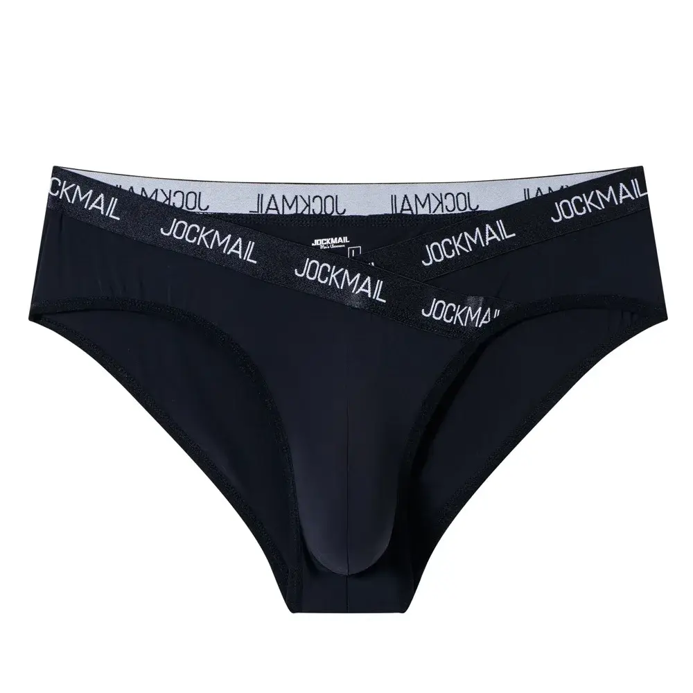Jockmail Herren-Unterwäsche, niedrige Taille, sexy Brief, Sport, atmungsaktiv, Sommer-Eis-Seiden-Slip, große Tasche, Nylon, einfarbig, Mann-Höschen