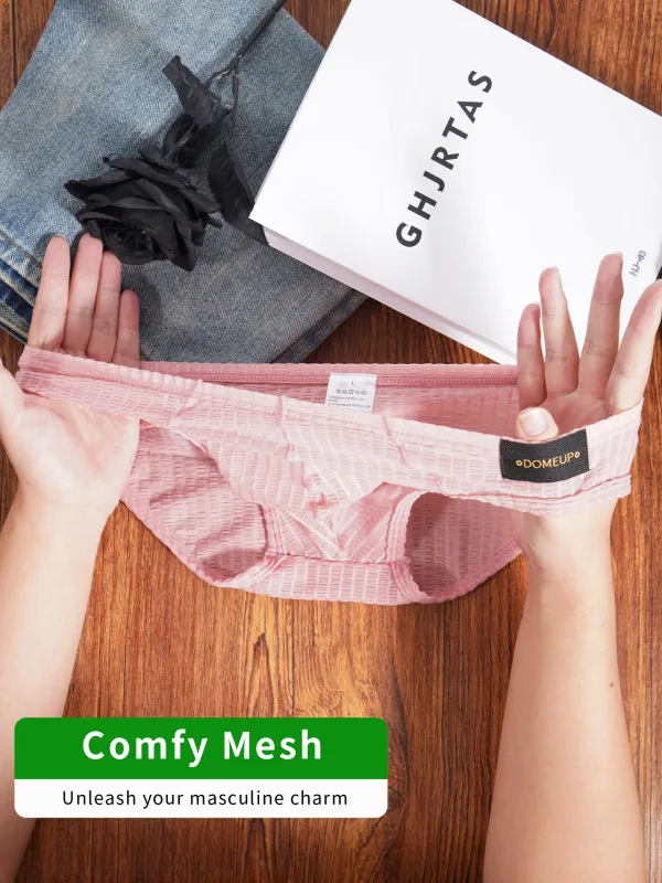 Men's Underwear Ribbed Texture Mens Brief Nylon Elastane Underpants Lightweight Thin Comfortable Male Triangle Underwear M‑XXL