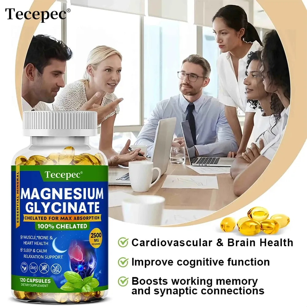 Magnesium Glycinate Supplement Highly Absorbed Supports Muscle Relaxation and Recovery Maximum Bioavailability 120 Capsules — image 2