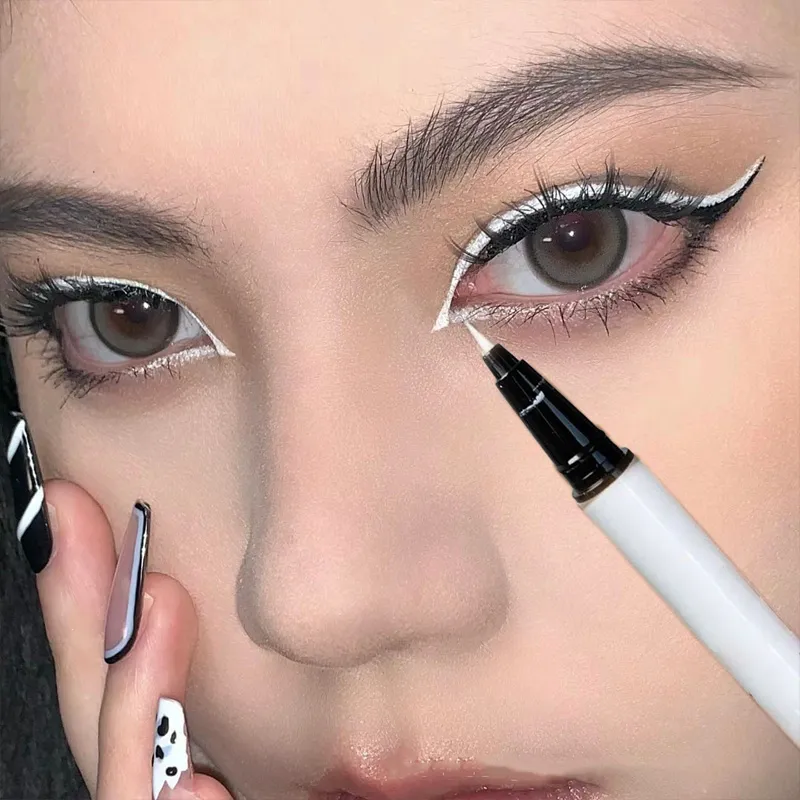 1PC White Liquid Eyeliner Pen Matte Black Long Lasting Waterproof Eye Liner Pencil Quick-drying Non-smudge Eye Makeup for Women