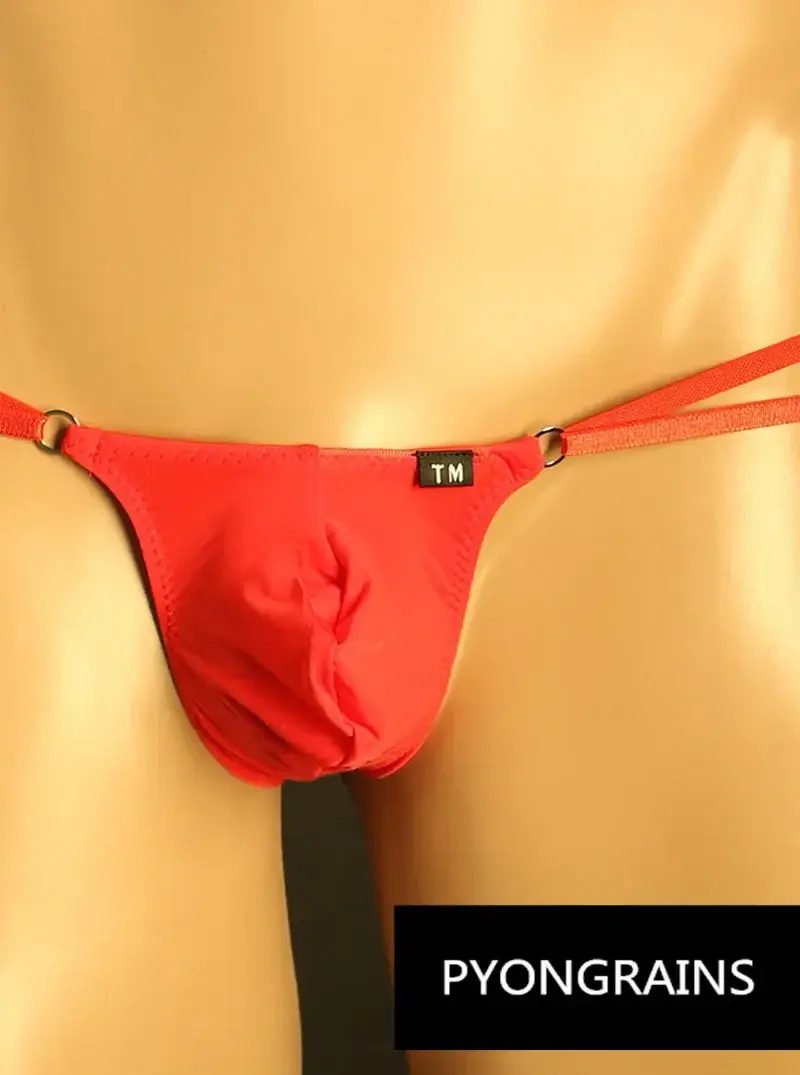 Erkekler Ayarlanabilir Metal O-Ring Çift Ince Askı Bikini Külot Alçak Ipeksi Buz Ipek 3D U Dışbükey Kese Seksi Erkek iç çamaşırı