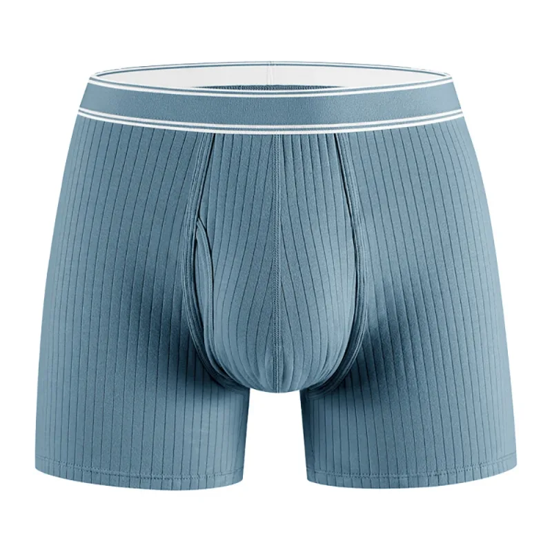 3PCS/Pack 100% Cotton Solid Striped Man Undrewear Lengthen Breathable Fitness Boxers Hombre Crotch Side Opening Men's Underpants