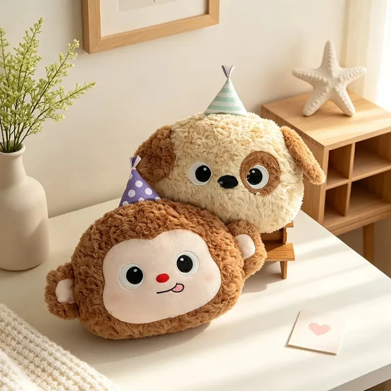 Cute Cartoon Animal Plush Pillow Soft Fluffy Pig Frog Cat Fox Sheep Kawaii Stuffed Cushion For Sofa Bedroom Home Decor Gift