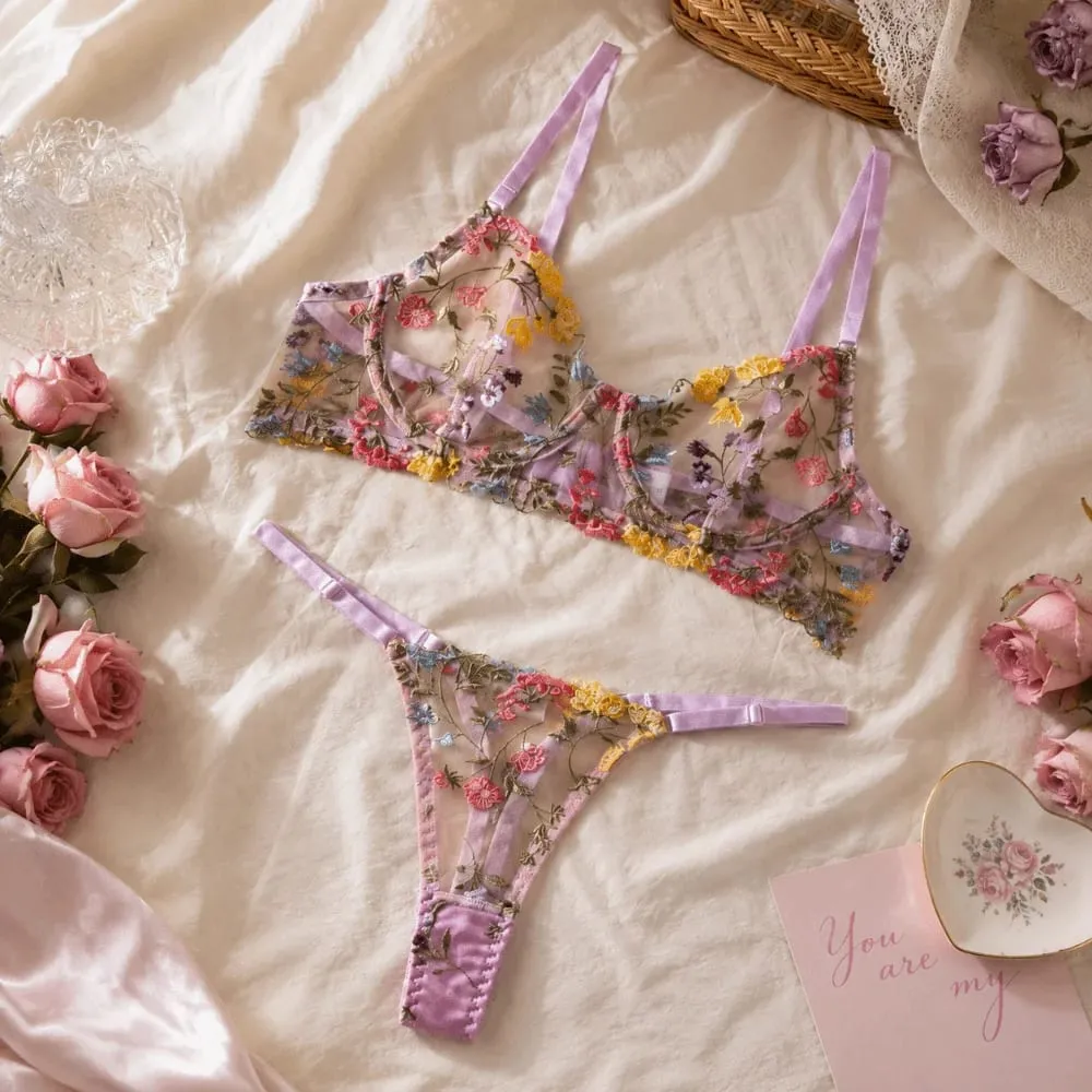 Versatile Transparent Lingerie Set Ultra-thin Push Up Panties Bra Set Elegant Bra Suit Lady — image 2